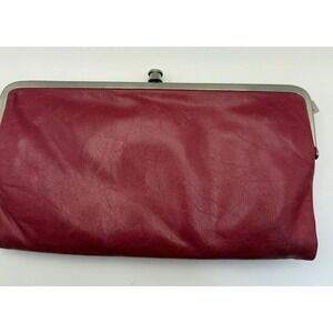 Hobo International‎ Pink Fuchsia Leather Lauren Clutch Wallet Double Kisslock